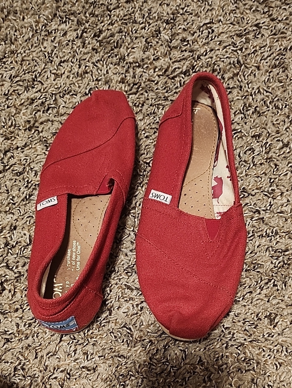 Toms Red Canvas Slip-On Flats